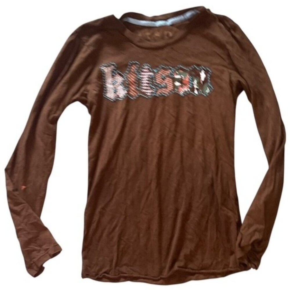 Kitson Los Angeles Brown Graphic Long Sleeve T-Shirt Women’s Small USA